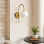 Opviq Lámpara de Pared Blanco y Dorado con Tapa de Vidrio
